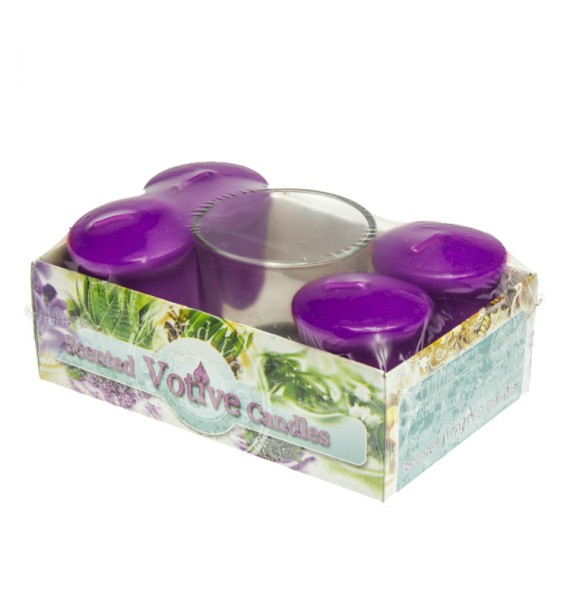 LILAC set - świece zapachowe votiv 4szt. + szklanka