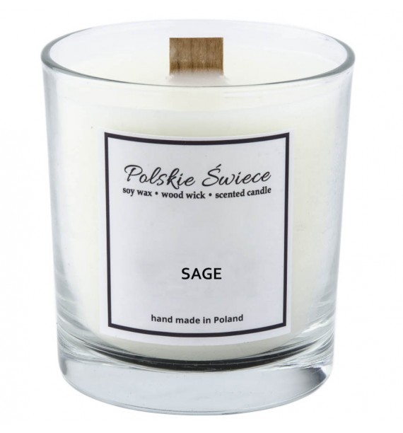 SAGE - Świeca zapachowa z drewnianym knotem
