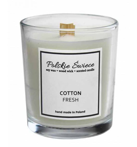 COTTON FRESH - Naturalna świeca zapachowa z drewnianym knotem